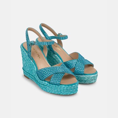 Sandales compensées tressées avec des lanières de strass et une fermeture à boucle ALMA EN PENA