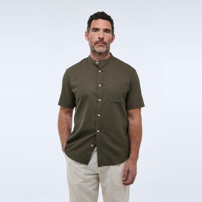 Chemise manches courtes col mao en lin MONOPRIX