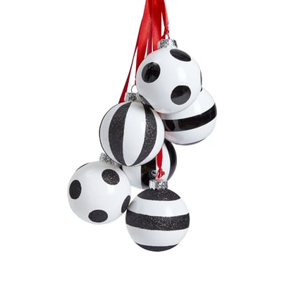 Set de 6 boules de noël décoratives à motifs en verre D6 NOËL SIA DECO