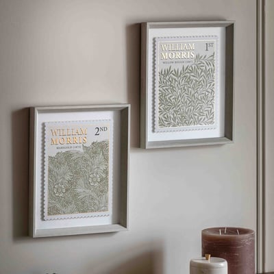 Set of 2 William Morris Stamp Green Framed Art ÉDITÉ