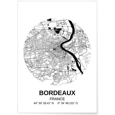 Poster Carte Bordeaux L'AFFICHERIE