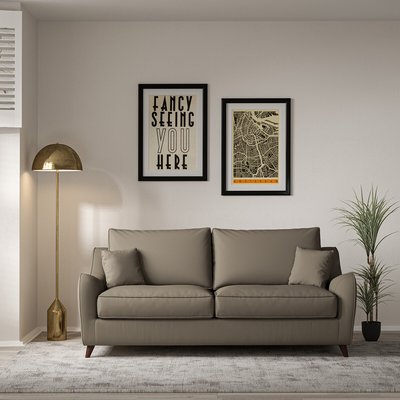 Amelia Woven 3 Seater Sofa with Dark Wood Legs SO'HOME