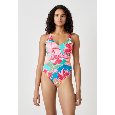 Maillot de bain 1 pièce détail au dos à motifs HIBISCUS ETAM