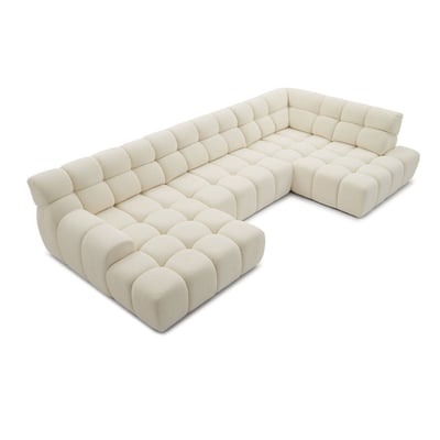 Canapé d'angle convertible 4 places en tissu texturé, ANDRE BOBOCHIC