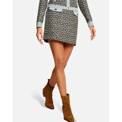 Printed Straight Mini Skirt with High Waist MORGAN