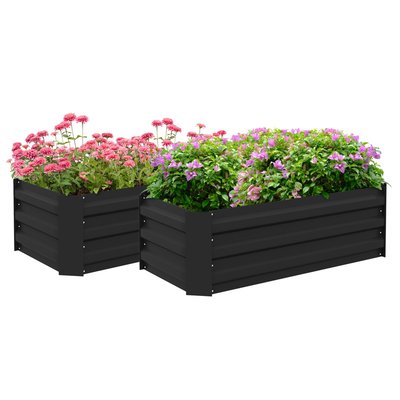 Lot de 2 carrés potager tôle d'acier ondulée OUTSUNNY