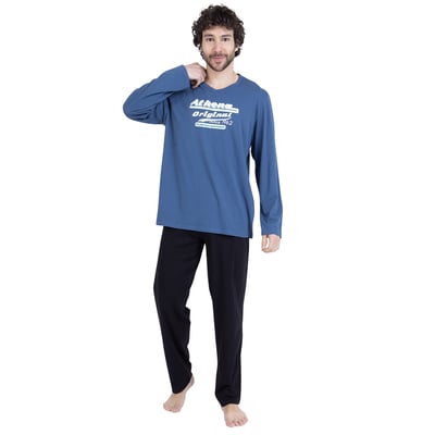 Pyjama long en coton, haut imprimé ATHENA