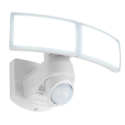 Double projecteur mural sur secteur blanc deux têtes orientables avec détecteur de mouvement ARC LED blanc froid H15,6cm LUMISKY