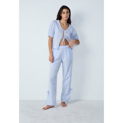 Pantalon de pyjama en coton coupe droite à carreaux détails nœuds POUPI ETAM