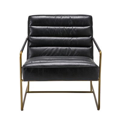 Fauteuil cuir noir avec pieds en métal L66 cm - MARANELLO SIGNATURE