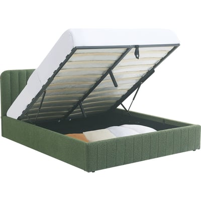 Lit coffre avec tête de lit en tissu bouclé - AVA HOMIFAB