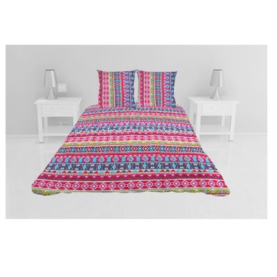 Couvre lit microfibre + taies Ethnique coloree EDEN