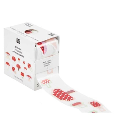 Autocollants mini champignon pixel 100 pcs - role RICO DESIGN