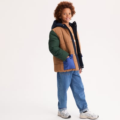 Doudoune chaude à capuche, color block, avec corps doublé polaire LA REDOUTE COLLECTIONS