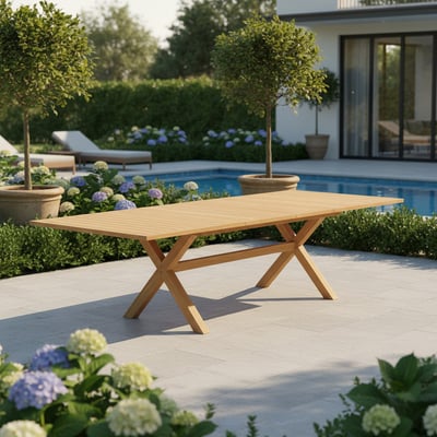 Table extensible teck massif 12 places Linarte XL TECK ATTITUDE