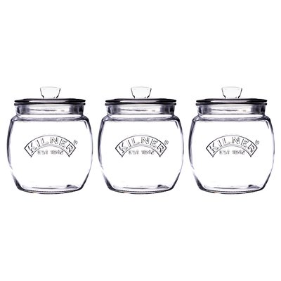 Set of 3 Universal Push Top Storage Jars KILNER