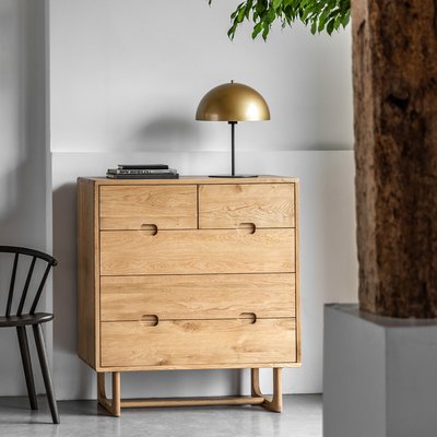Fallon Oak 5 Drawer Chest SO'HOME