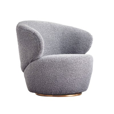 Fauteuil en bouclette et bois FSC pivotant, TEDDY OVIALA