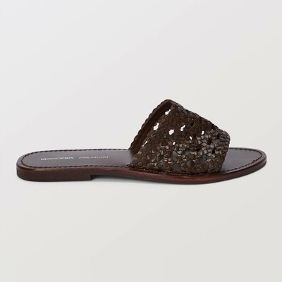 Claquettes en cannage en cuir MONOPRIX