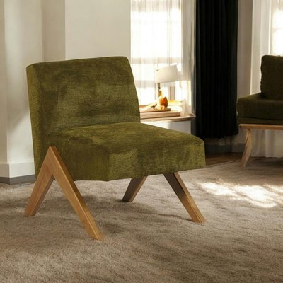 Fauteuil de salon bois et velours vert SOHO PIER IMPORT