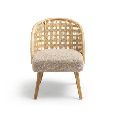 Fauteuil en tissu bouclette et rotin - CANDICE DRAWER