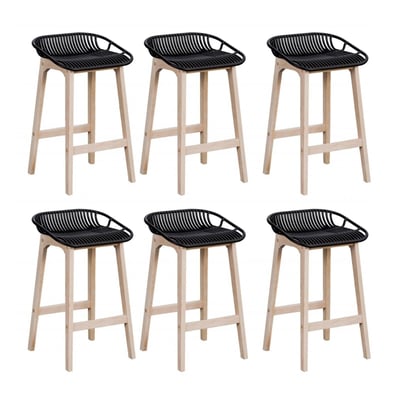 Lot de chaises d'îlot et bar en chêne et assise plastique 65cm MALMO | Lot de 6 MOB IN