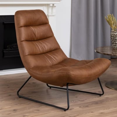 Fauteuil lounge en simili cognac - WESTON HELLIN, DEPUIS 1862