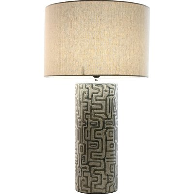Lampe de table moderne en céramique blanche et abat jour lin RECOLLECTION
