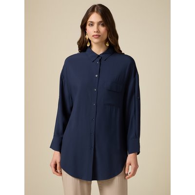 Chemise oversize en viscose fluide de couleur unie OLTRE
