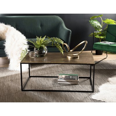 Table basse rectangulaire design plateau métal doré style contemporain 100x56cm ZALA PIER IMPORT