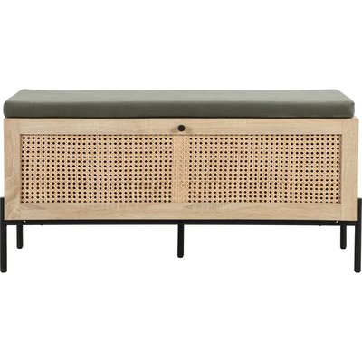 Banc d'entrée avec rangement en bois et cannage - IRIS HOMIFAB
