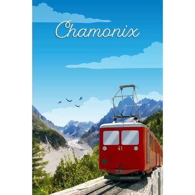 Tableau Mural Train Du Montenvers Chamonix ILLUSTRATION CEANOTHE