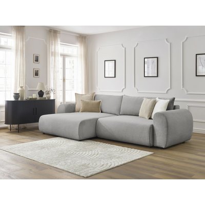 Canapé d'angle convertible 4 places en tissu lisse, LUCIEN BOBOCHIC