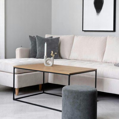 Table basse minimaliste rectangulaire - plateau effet chêne clair TALLINN PIER IMPORT