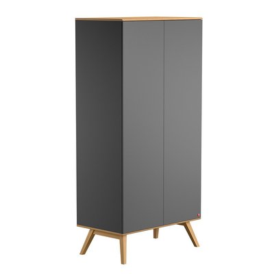Armoire 2 Portes avec Penderie et 8 Étagères L100 x H207cm - Nature CALICOSY