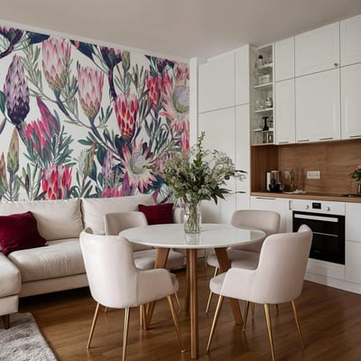 Papier peint botanique avec fleurs tropicales - 85x260 cm (l x h) LA TOUCHE ORIGINALE