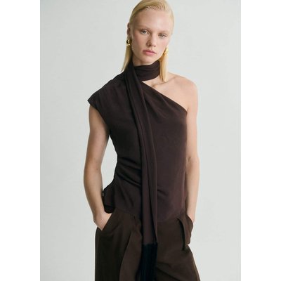 Blouse asymétrique avec foulard et détails à franges MANGO