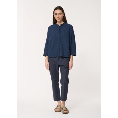 Chemisier bleu marine oversize en coton fleuri HUMILITY