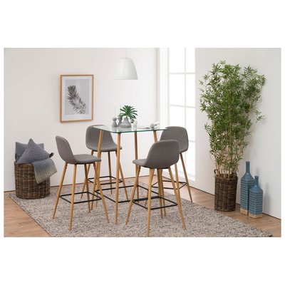 Tabourets de bar en tissu piétement en bois (lot de 2) - WILLIAM HELLIN, DEPUIS 1862