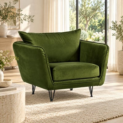 Fauteuil en velours vert kaki EPIKA PIER IMPORT