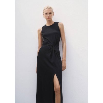 Robe midi en coton froncé MANGO