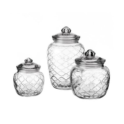 Set de 3 Bocaux Cuisine Bonbonnières avec Motifs WADIGA