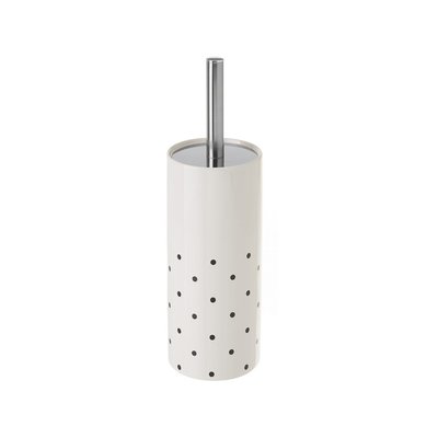 Brosse WC céramique blanc et pois noirs WADIGA