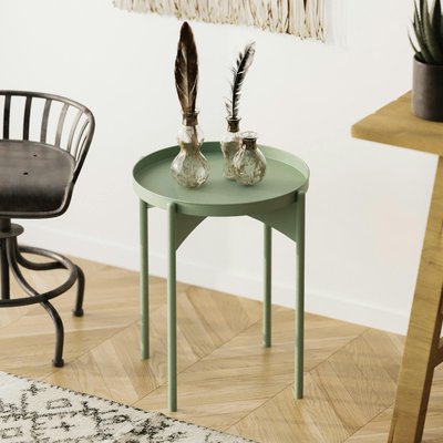 Petite table ronde verte design & plateau assorti SFAX PIER IMPORT