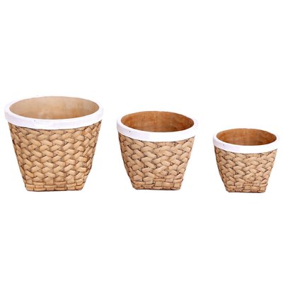 Cache-pots ciment aspect osier (Set de 3) PIER IMPORT