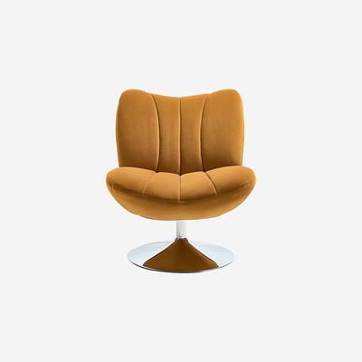 Fauteuil pivotant matelassé en tissu et métal chromé ANDREW HABITAT