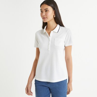 T-shirt com gola polo, malha piqué, mangas curtas ANNE WEYBURN