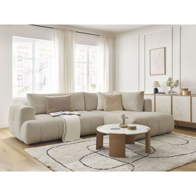 Canapé d'angle convertible 4 places en tissu bouclette, FUJI BOBOCHIC