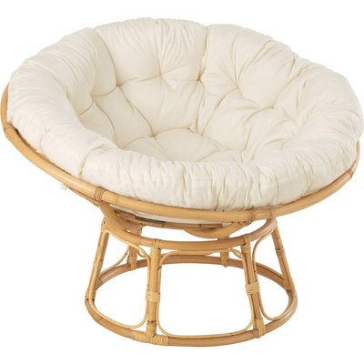 Fauteuil rotin naturel avec coussin douillet assise ronde RECOLLECTION
