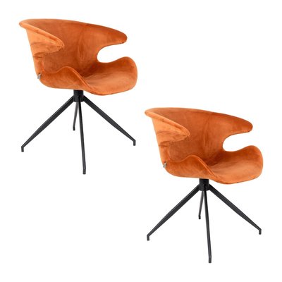 Lot de 2 chaises en velours avec accoudoirs - ZUIVER